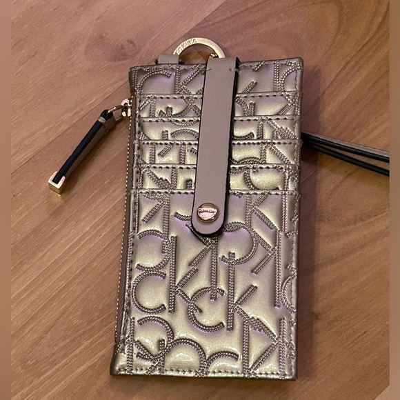 Calvin Klein Accessories - Calvin Klein Monogram Gold Card Holder Wristlet